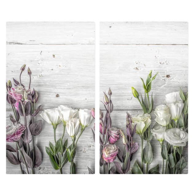 Coprifornelli in vetro - Tulip Rose Shabby Wood Look