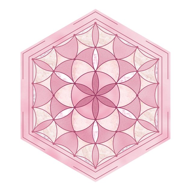 carta da parete Mandala esagonale in rosa