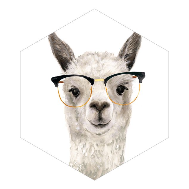 Carta da parati bianca    Hip Lama con occhiali I