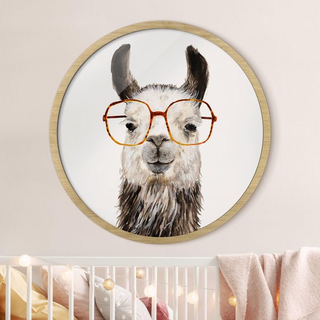 Quadri con cornice con animali Hip Lama con occhiali IV