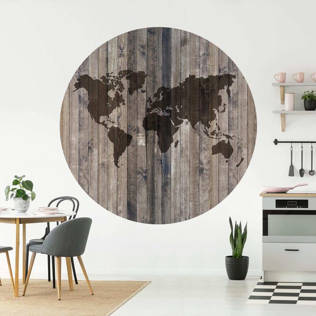 Carta parati tnt Mappa del mondo in legno