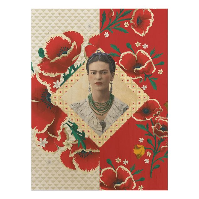 Quadri in legno con fiori Frida Kahlo - Papaveri