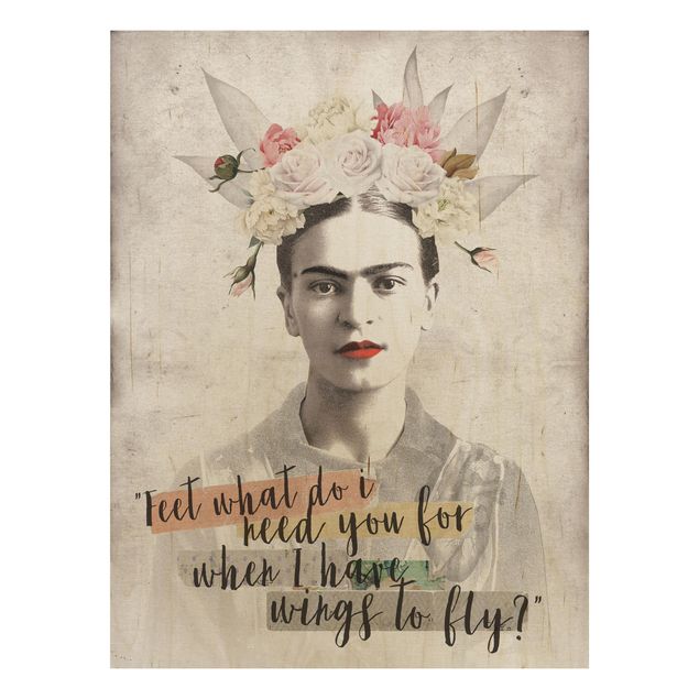 Quadri in legno con fiori Frida Kahlo - Citazione