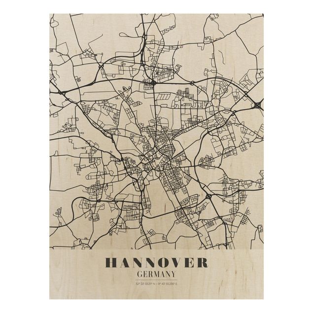 Quadri in legno con citazioni Mappa di Hannover - Classica