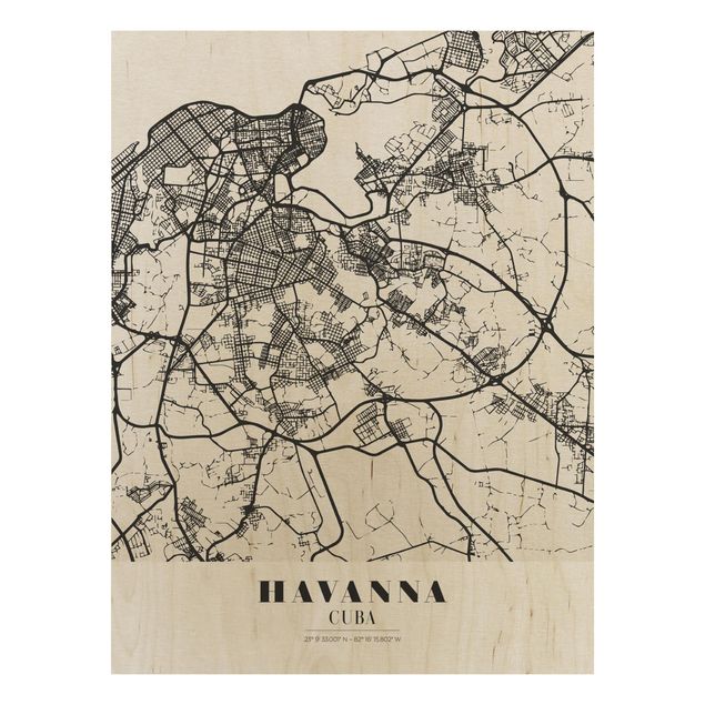 Quadri in legno con citazioni Mappa dell'Avana - Classica