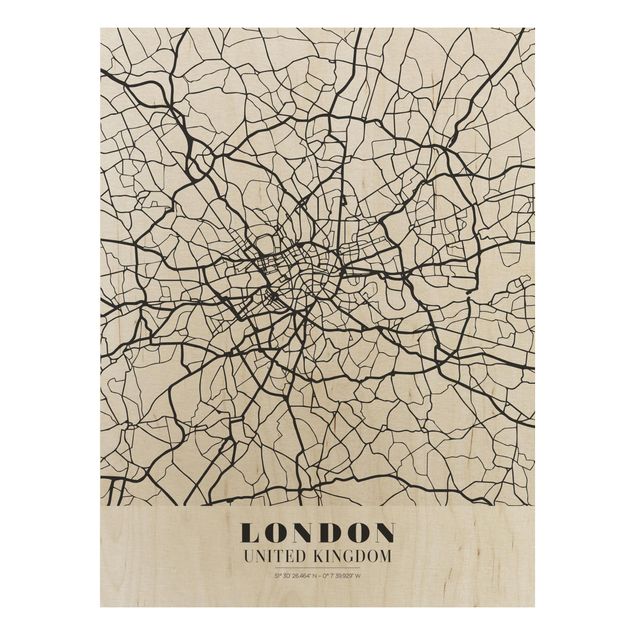 Quadri in legno con citazioni Mappa di Londra - Classica