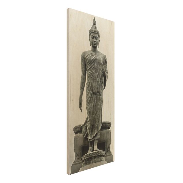 Quadri in legno con architettura e skylines Statua di Buddha