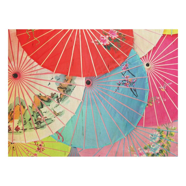 Quadri in legno con disegni Gli ombrelloni cinesi