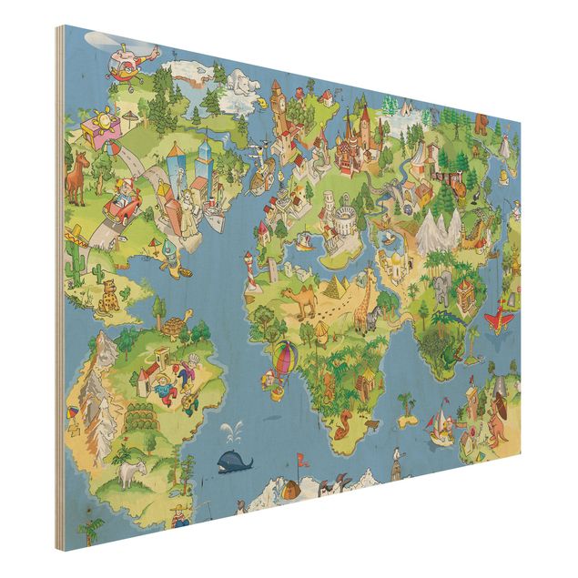 Decorazioni cameretta Mappa del mondo grande e divertente