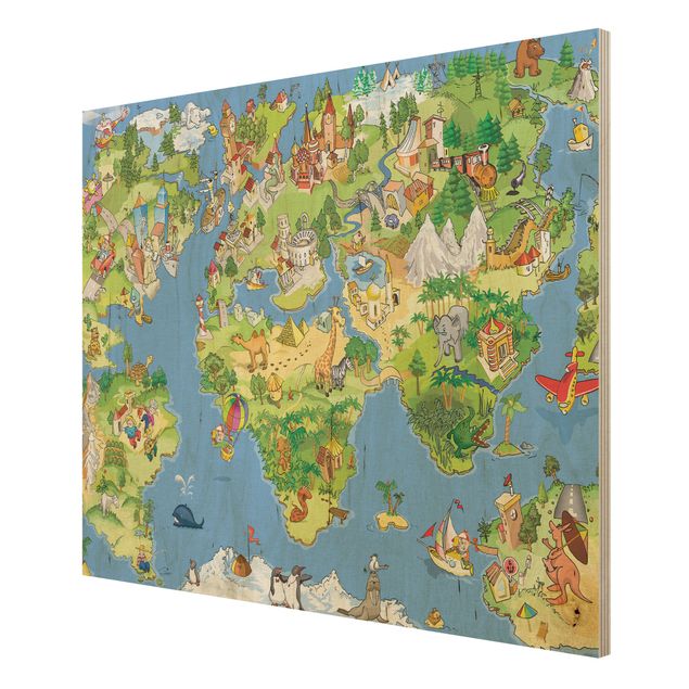 Quadri Mappa del mondo grande e divertente