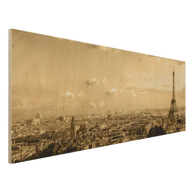 Quadri in legno con architettura e skylines I love Paris