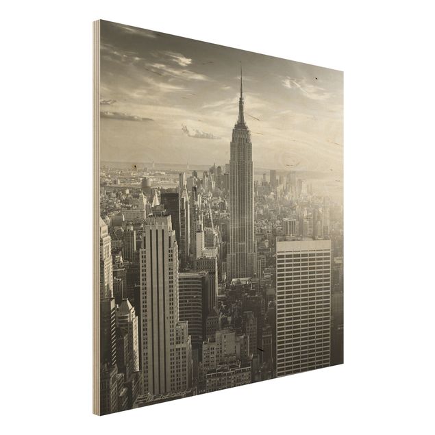 Quadri in legno con architettura e skylines Skyline di Manhattan