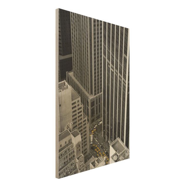 Quadri in legno con architettura e skylines NYC ore 17.00