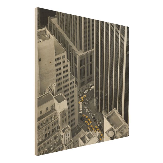Quadri in legno con architettura e skylines NYC ore 17.00