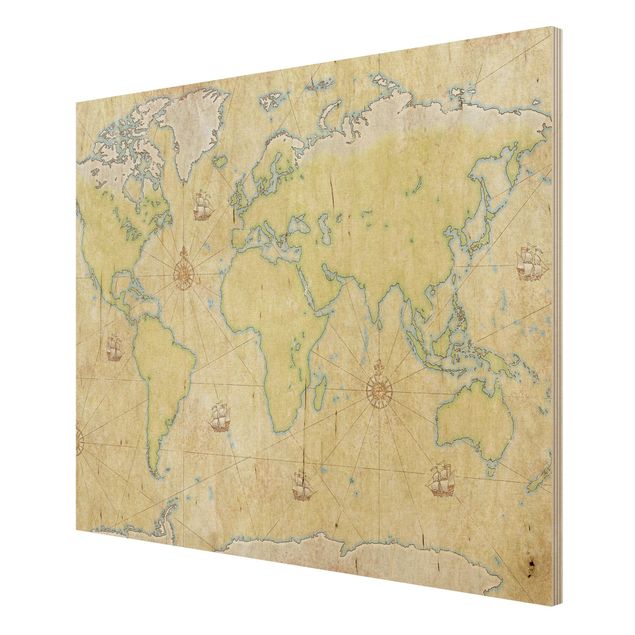 Stampe su legno World Map