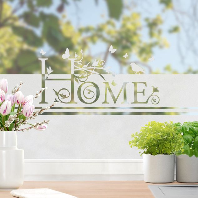 Adesivi per finestre con animali Confine floreale di casa