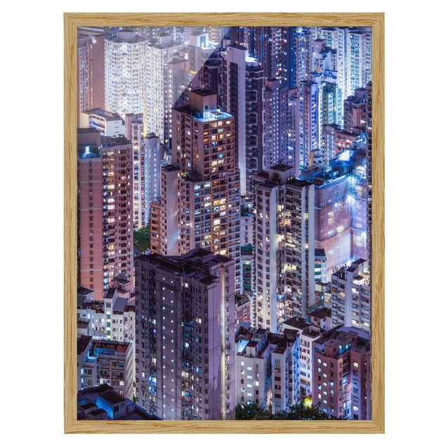 Quadro città Il mare di luci di Hong Kong