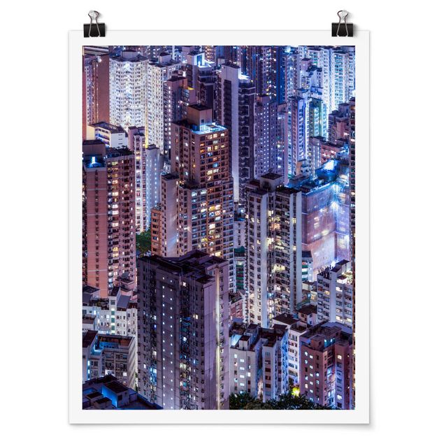 Poster skyline Il mare di luci di Hong Kong