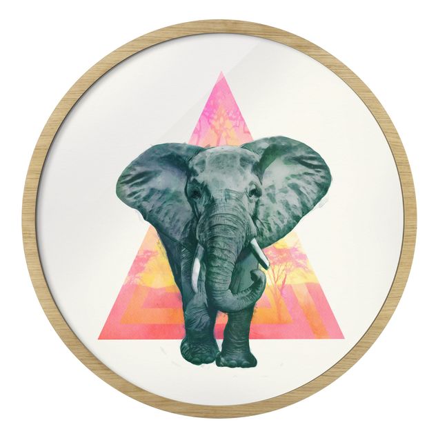Quadri colorati Illustrazione - Elefante fronte triangolo pittura