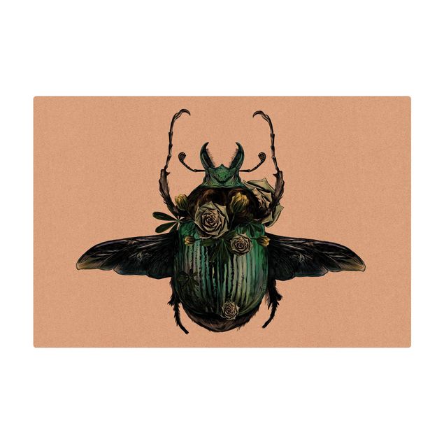 Tappetino di sughero - Illustrazione floreale scarabeo - Formato orizzontale 3:2
