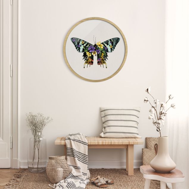 Quadro moderno Illustrazione Floreale Farfalla del Madagascar