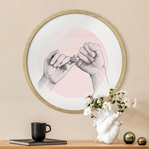 Quadro moderno Illustrazione - Mani Cerchio dell'Amicizia Rosa Bianco