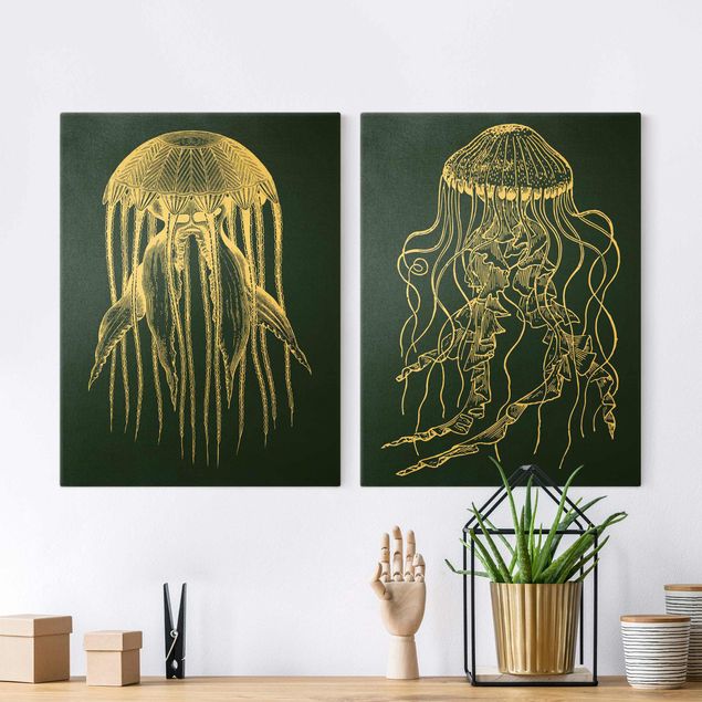 Quadri su tela con pesci Illustrazione Medusa Duo