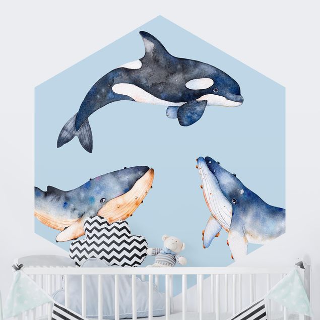 Decorazioni camera bambini Balena illustrata ad acquerello