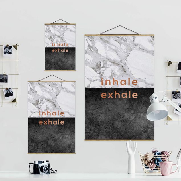 Foto su tessuto da parete con bastone - Inhale Exhale in rame e marmo - Verticale 2:3