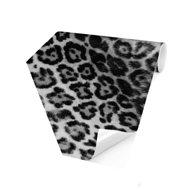 Carta da parati con animali Pelle di giaguaro in bianco e nero