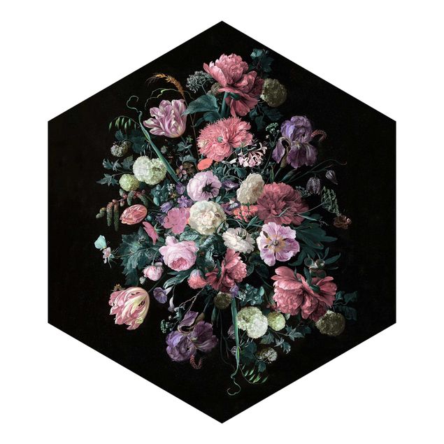 Carta da parati esagonale Jan Davidsz De Heem - Bouquet di fiori scuri