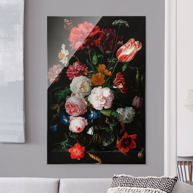 Stile artistico Jan Davidsz De Heem - Natura morta con fiori in un vaso di vetro