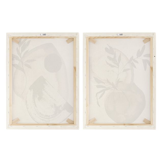 Stampa su tela 2 parti - Japandi acquerello - Forme e rami
