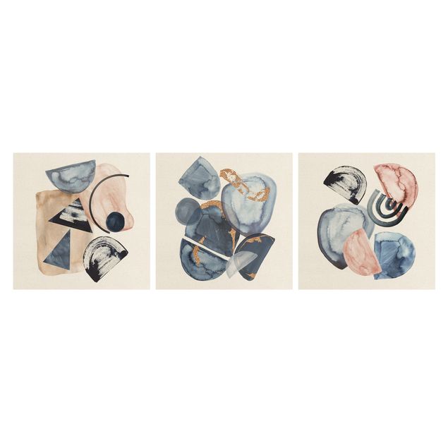 Stampe su tela Forme di acquerello Japandi blu