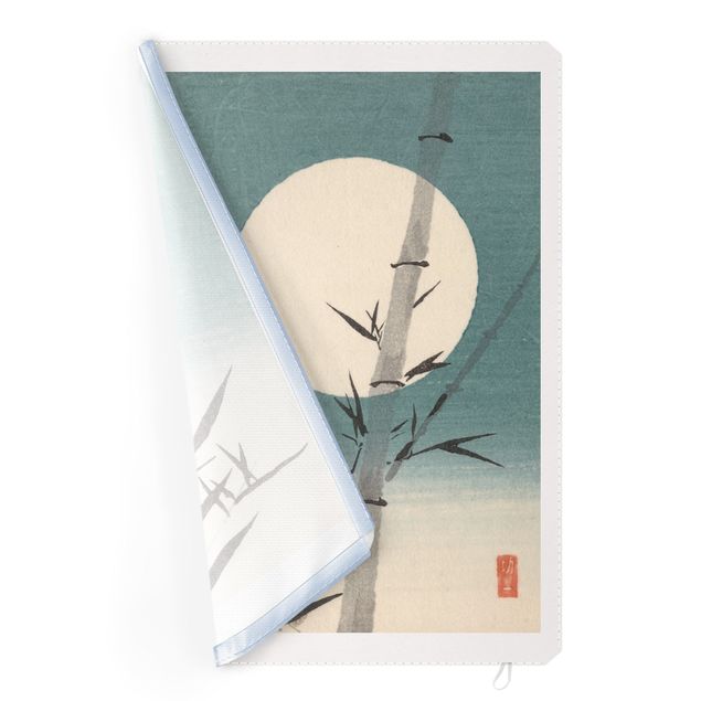 Quadro natura Disegno giapponese ad acquerello bambù e luna