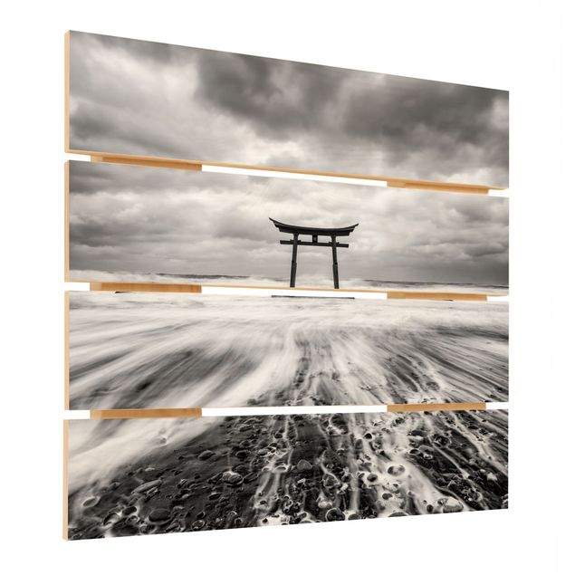 Stampa su legno - Torii giapponese nel mare