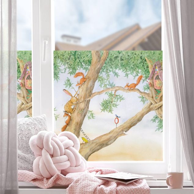 Adesivi per finestre con animali Josi la lepre - Casetta degli scoiattoli