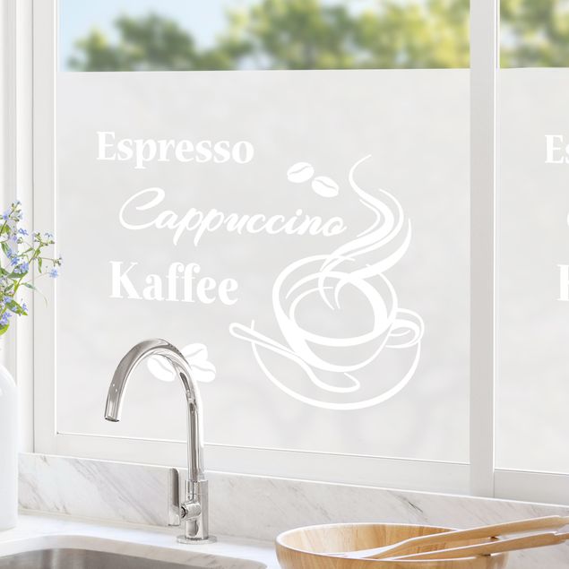 Adesivi per finestre con frasi Pausa caffè - Espresso Cappuccino Caffè II