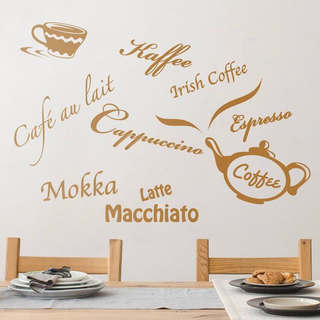 Adesivi murali Tipi di caffè con caffettiera