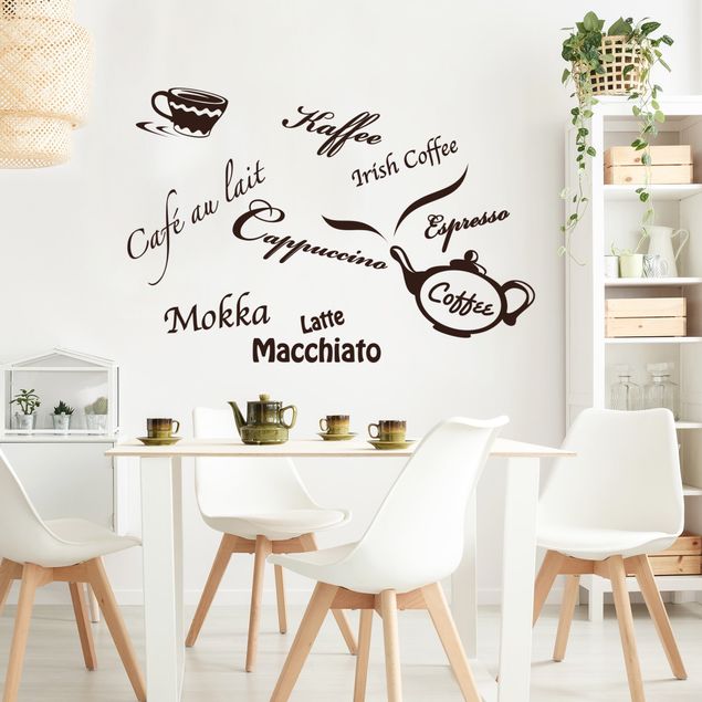 Adesivi murali caffè Tipi di caffè con caffettiera