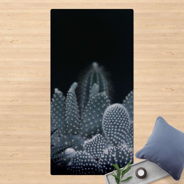 tappeto design moderno Famiglia di cactus di notte