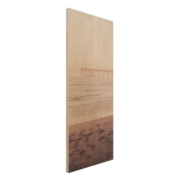 Quadri in legno con spiaggia California Crescent Shaped Shore