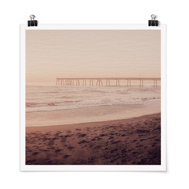 Poster spiaggia mare California Crescent Shaped Shore