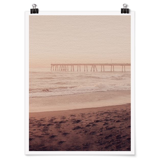 Poster spiaggia mare California Crescent Shaped Shore