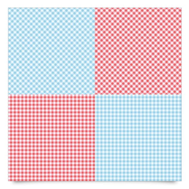 Pellicola adesiva Disegno a quadri e quadrati in blu pastello e vermiglio