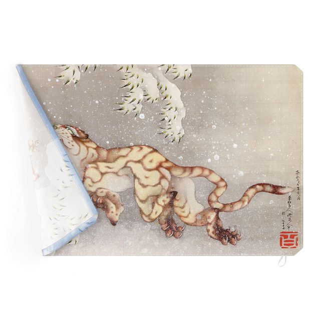 Quadro moderno Katsushika Hokusai - Tigre nella tempesta di neve