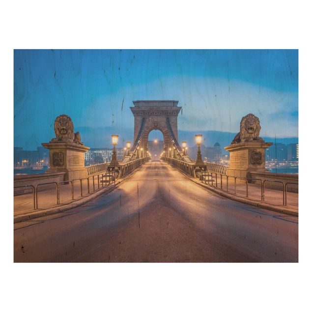 Stampe Ponte delle catene a Budapest di notte