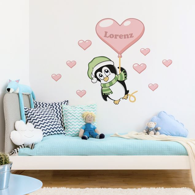 Frasi adesive per pareti personalizzate Pinguino bambino testo personalizzato