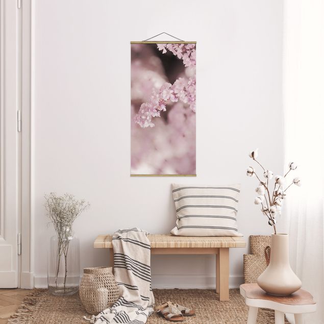 Quadri floreali Fiori di ciliegio in luce viola