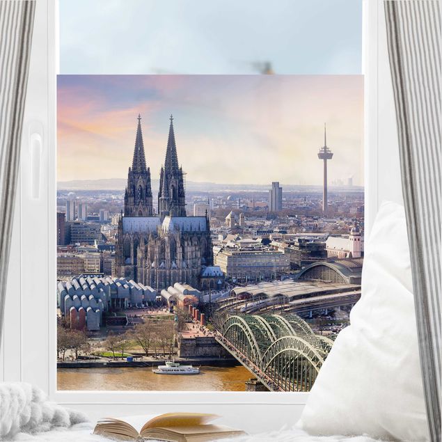Adesivi per finestre con architettura e skylines Lo skyline di Colonia con la cattedrale